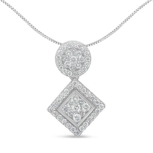 14K White Gold 1 cttw Diamond Pendant Necklace (H-I, I1-I2) - Bijoux-NYC Direct