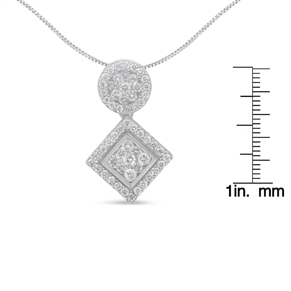 14K White Gold 1 cttw Diamond Pendant Necklace (H-I, I1-I2) - Bijoux-NYC Direct