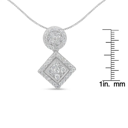 14K White Gold 1 cttw Diamond Pendant Necklace (H-I, I1-I2) - Bijoux-NYC Direct