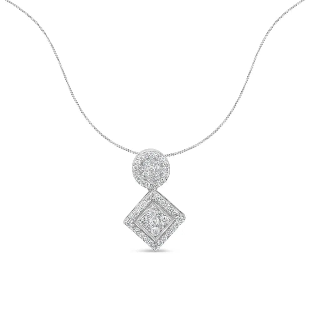 14K White Gold 1 cttw Diamond Pendant Necklace (H-I, I1-I2) - Bijoux-NYC Direct
