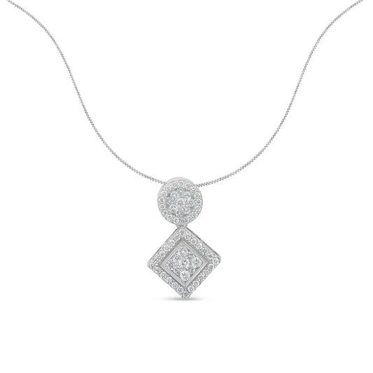 14K White Gold 1 cttw Diamond Pendant Necklace (H-I, I1-I2) - Bijoux-NYC Direct