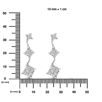 14K White Gold 1 cttw Princess Cut Diamond Earrings (G-H, VS1-VS2) - Bijoux-NYC Direct