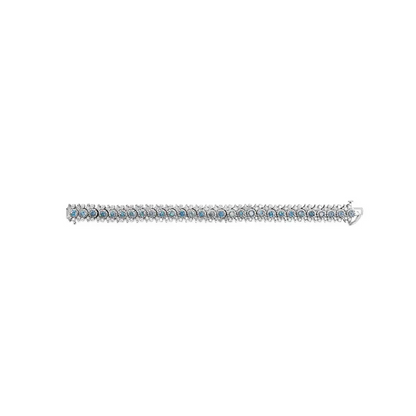 14k white gold 10.0 cttw blue and diamond vintage inspired floral cluster link 7’’ bracelet (h i color si2 i1