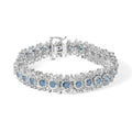 10ct blue and white diamond floral cluster 14k white gold 7’’ bracelet bijoux-nyc direct