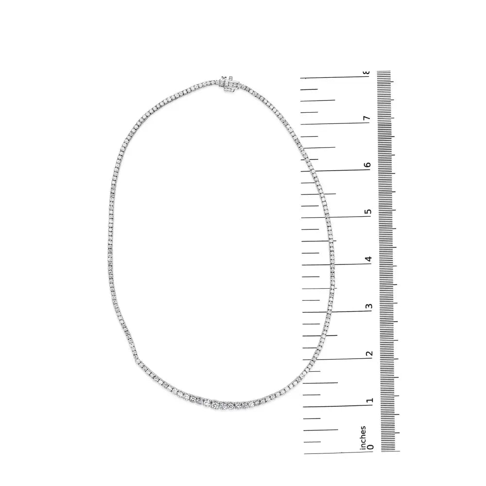 14k white gold 10.0 cttw graduated lab grown diamond tennis necklace (f g color vs2 si1) 18’’ inches necklaces/non pendant/chains