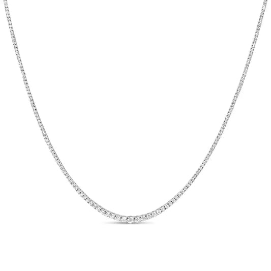 14k white gold 10.0 cttw graduated lab grown diamond tennis necklace (f g color vs2 si1) 18’’ inches necklaces/non pendant/chains