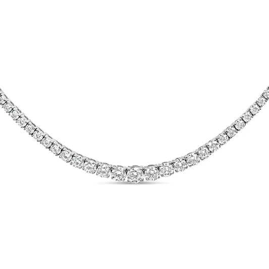 14k white gold 10.0 cttw graduated lab grown diamond tennis necklace (f g color vs2 si1) 18’’ inches necklaces/non pendant/chains