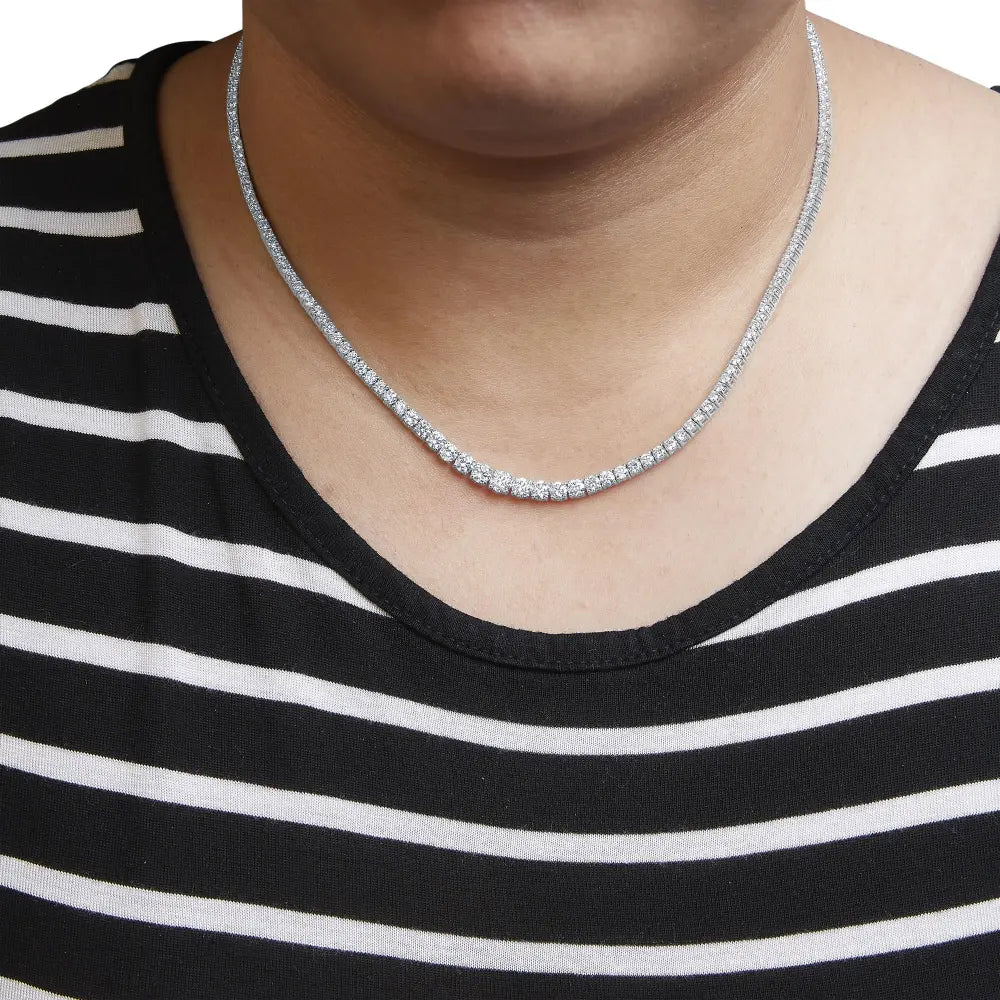 14k white gold 10.0 cttw graduated lab grown diamond tennis necklace (f g color vs2 si1) 18’’ inches necklaces/non pendant/chains
