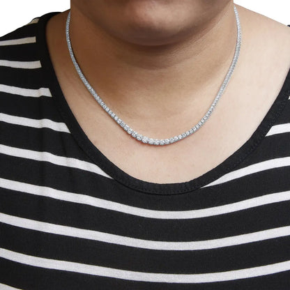 14k white gold 10.0 cttw graduated lab grown diamond tennis necklace (f g color vs2 si1) 18’’ inches necklaces/non pendant/chains