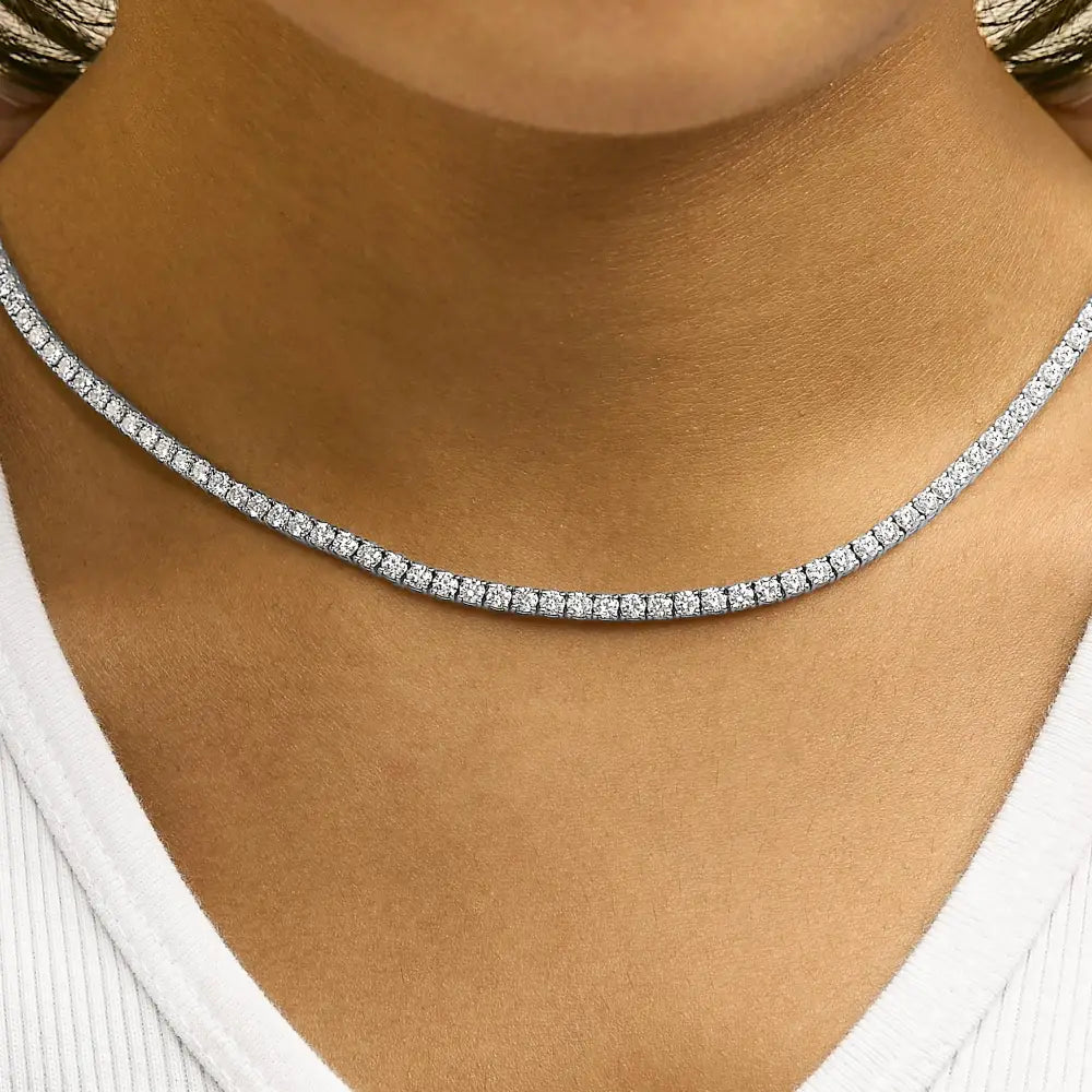 14k white gold 10 3/4 cttw lab grown diamond 17 inch tennis necklace bijoux-nyc direct