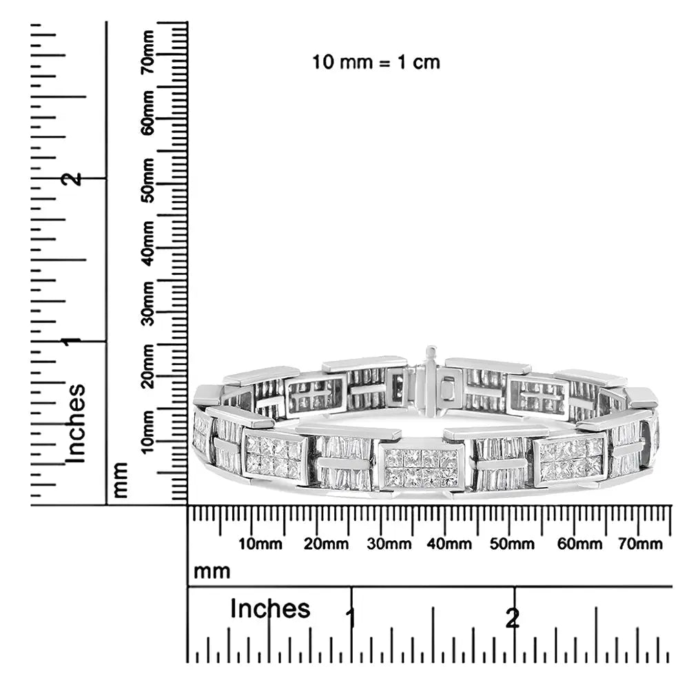 14k white gold 10 5/8 cttw baguette and princess diamond link bracelet 7 bijoux-nyc direct