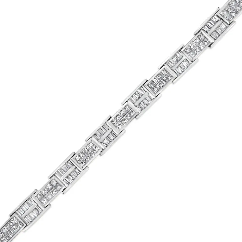 14k white gold 10 5/8 cttw baguette and princess diamond link bracelet 7 bijoux-nyc direct