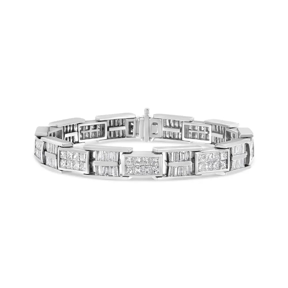 14k white gold 10 5/8 cttw baguette and princess diamond link bracelet 7 bijoux-nyc direct