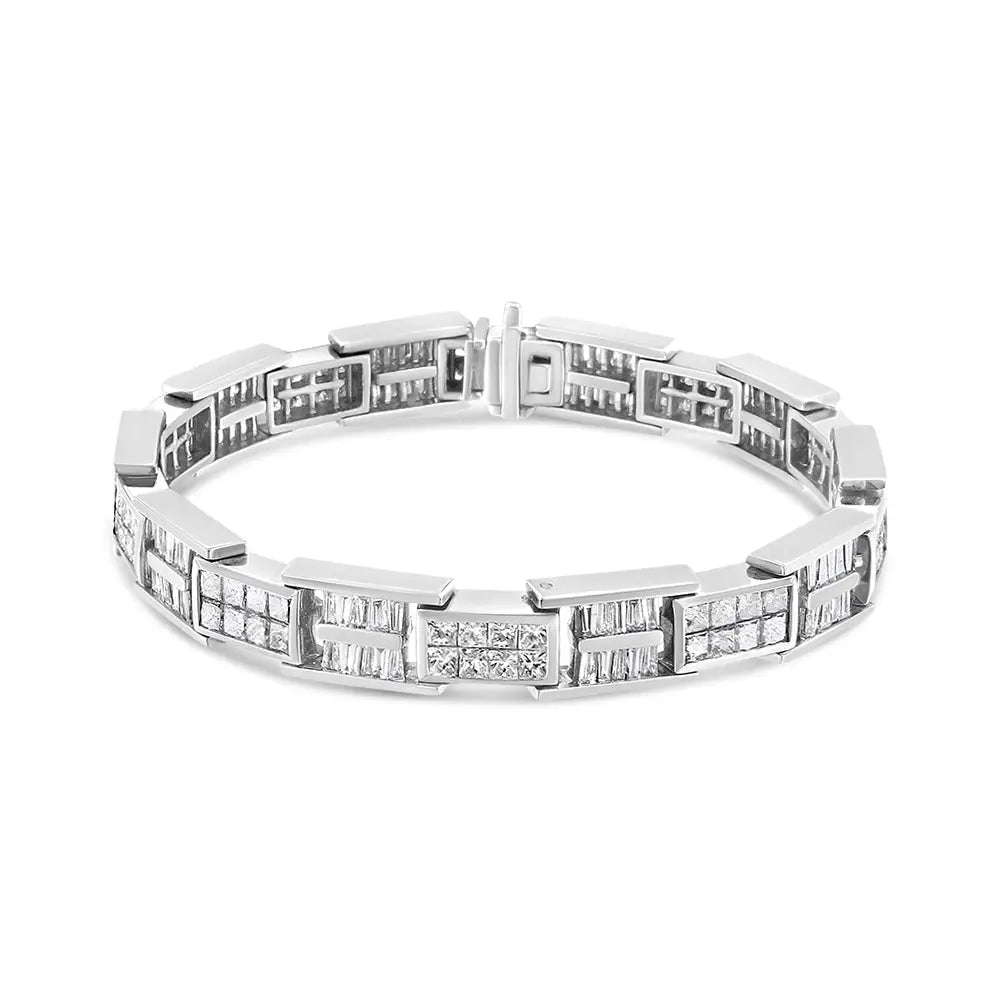 14k white gold 10 5/8 cttw baguette and princess diamond link bracelet 7 bijoux-nyc direct