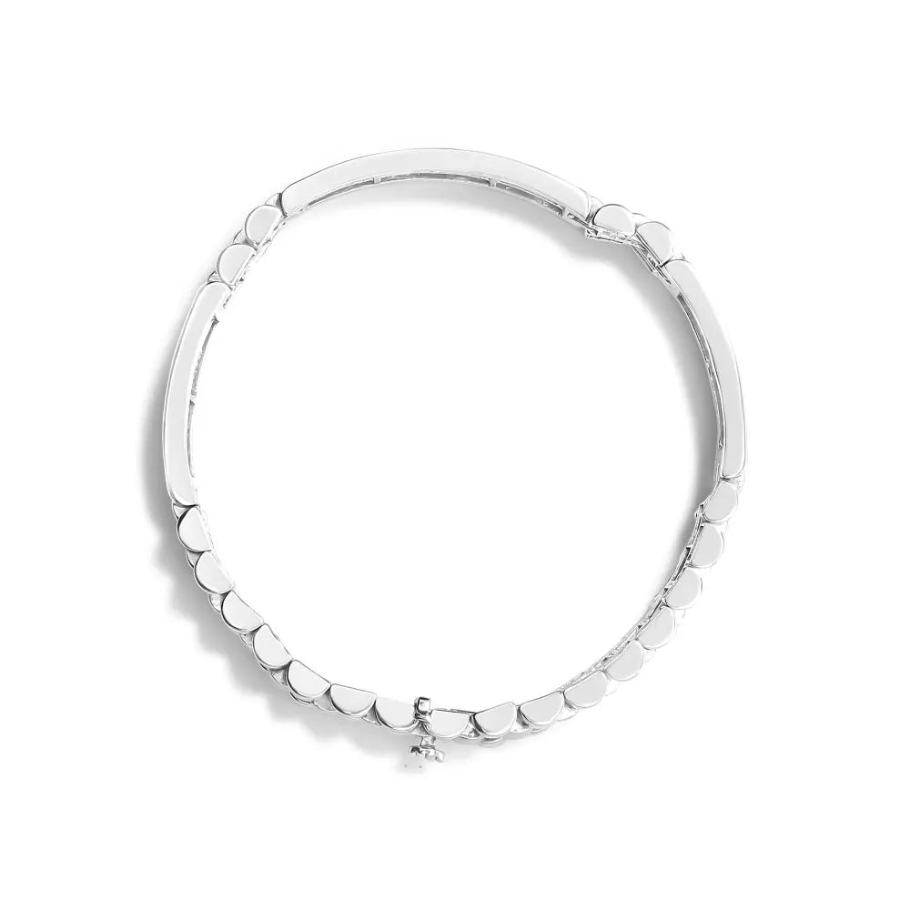 14K White Gold 12.0 Cttw Men's Invisible Set Princess Diamond Tennis Bracelet (G-H Color, VS1-VS2 Clarity) - Size 8.5" Inches - Bijoux-NYC Direct