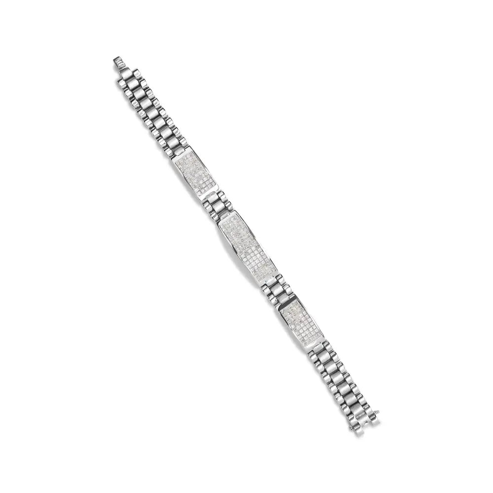 14K White Gold 12.0 Cttw Men's Invisible Set Princess Diamond Tennis Bracelet (G-H Color, VS1-VS2 Clarity) - Size 8.5" Inches - Bijoux-NYC Direct