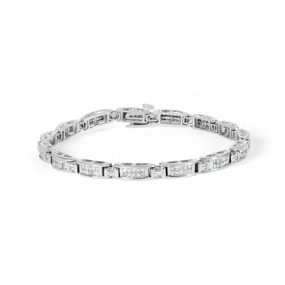 14k white gold 2.0 cttw baguette and princess cut diamond tennis bracelet (h i color si1 si2 clarity) 7’’