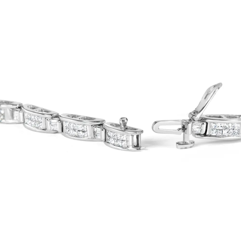 2.0 cttw princess and baguette diamond 14k white gold tennis bracelet 7 bijoux-nyc direct