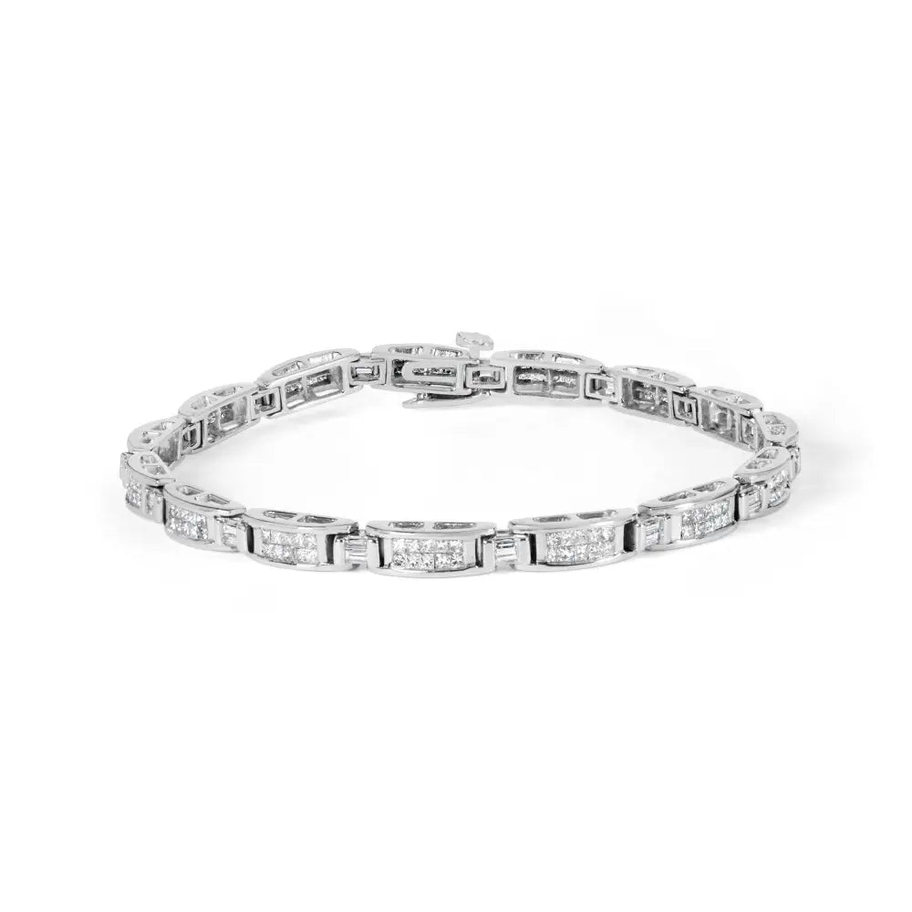 2.0 cttw princess and baguette diamond 14k white gold tennis bracelet 7 bijoux-nyc direct