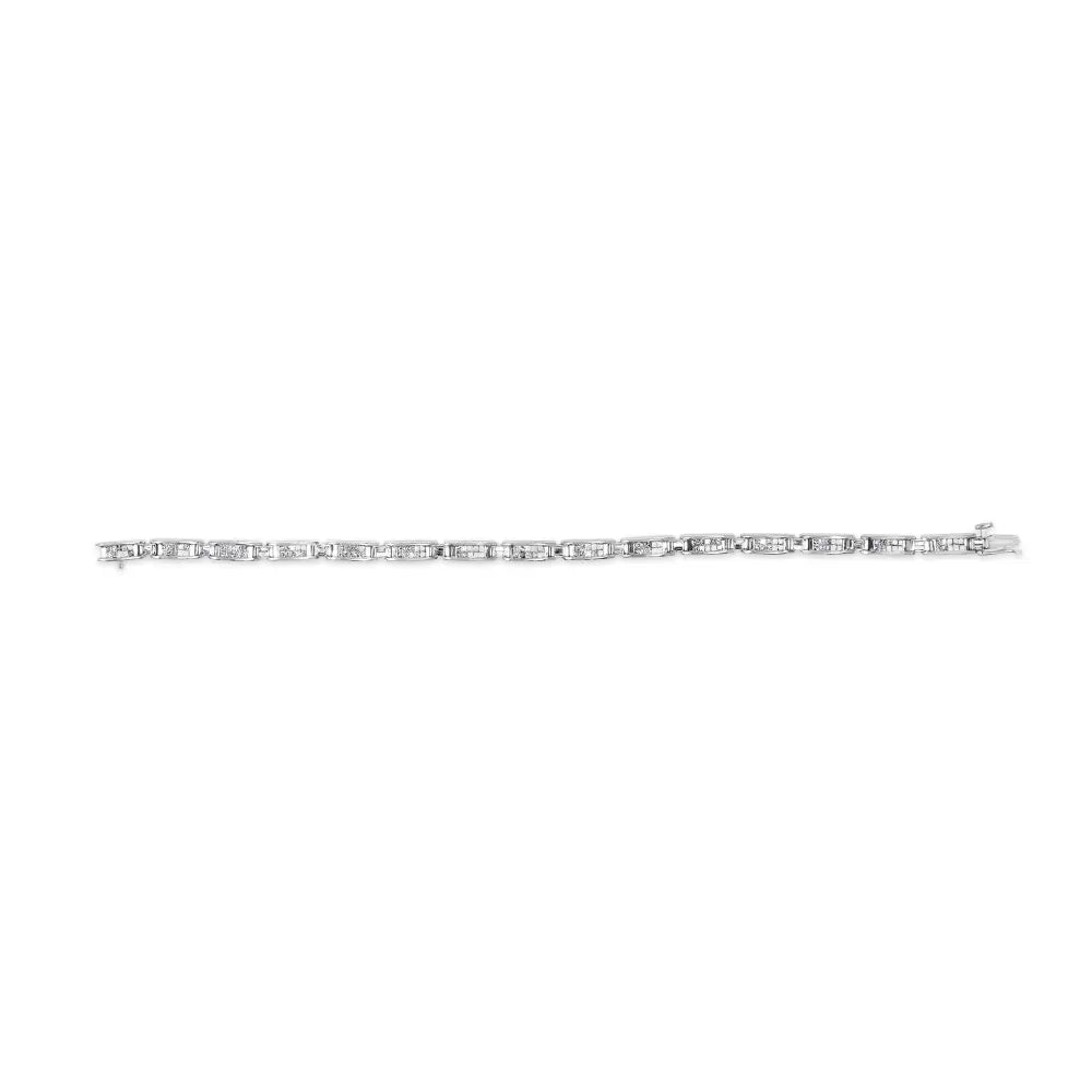 14k white gold 2.0 cttw baguette and princess cut diamond tennis bracelet (h i color si1 si2 clarity) 7’’