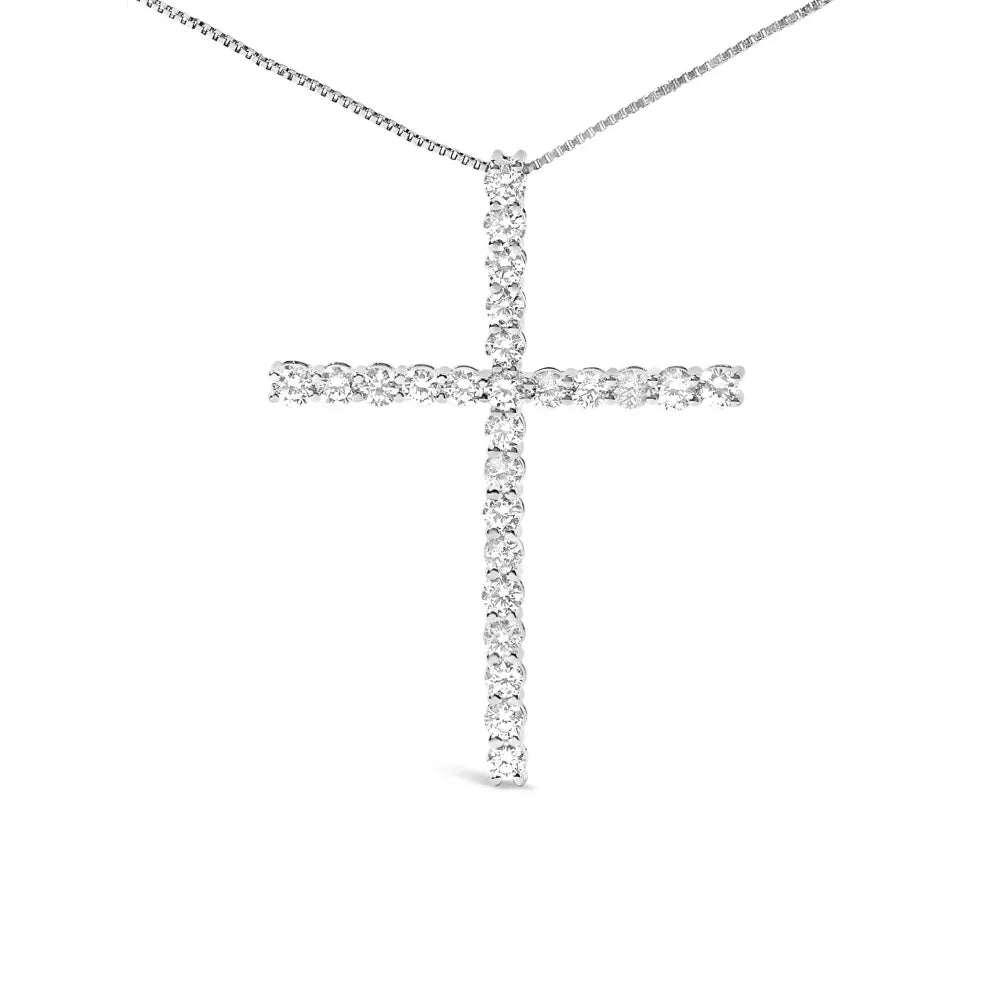 14k white gold 2.0 cttw lab grown diamond cross 18’’ inch pendant necklace (f g color vs2 si1 clarity) necklaces/pendant/pendant