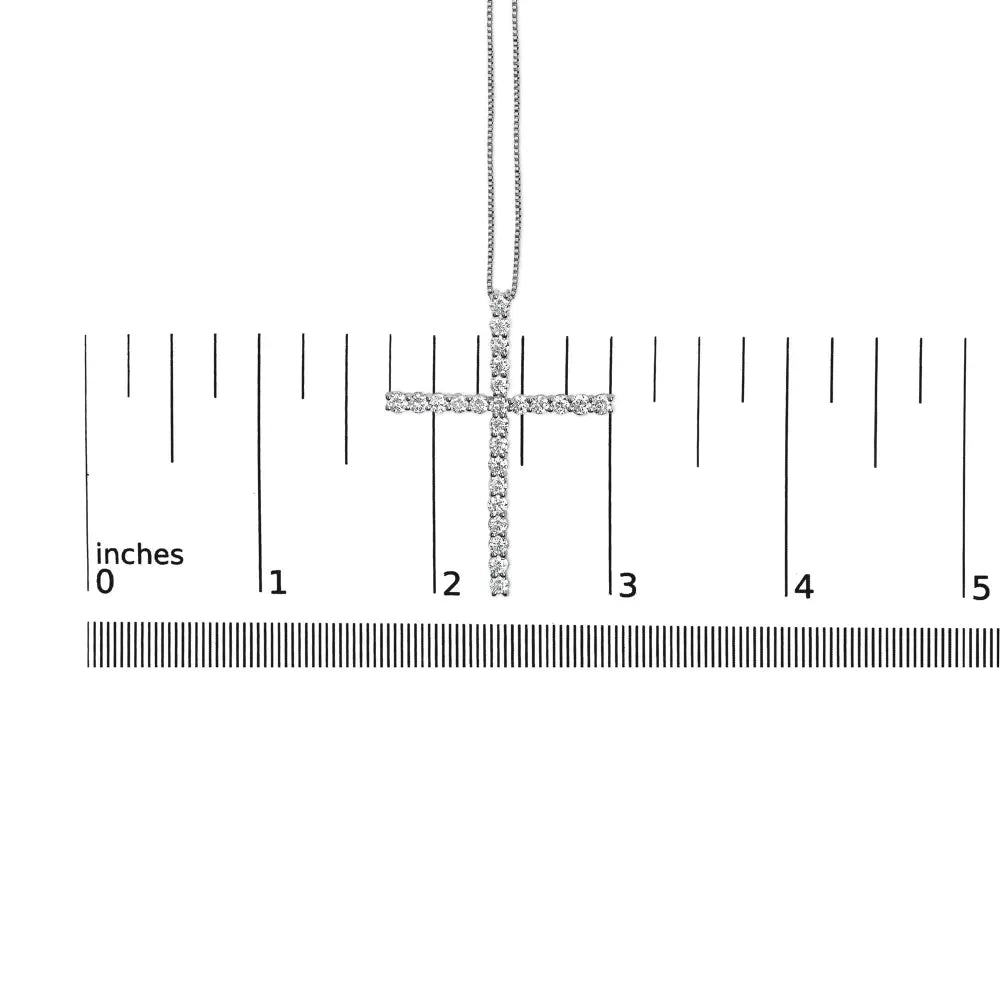 14k white gold 2.0 cttw lab grown diamond cross 18’’ inch pendant necklace (f g color vs2 si1 clarity) necklaces/pendant/pendant