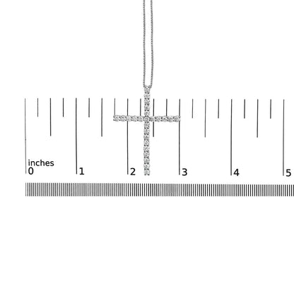 14k white gold 2.0 cttw lab grown diamond cross 18’’ inch pendant necklace (f g color vs2 si1 clarity) necklaces/pendant/pendant