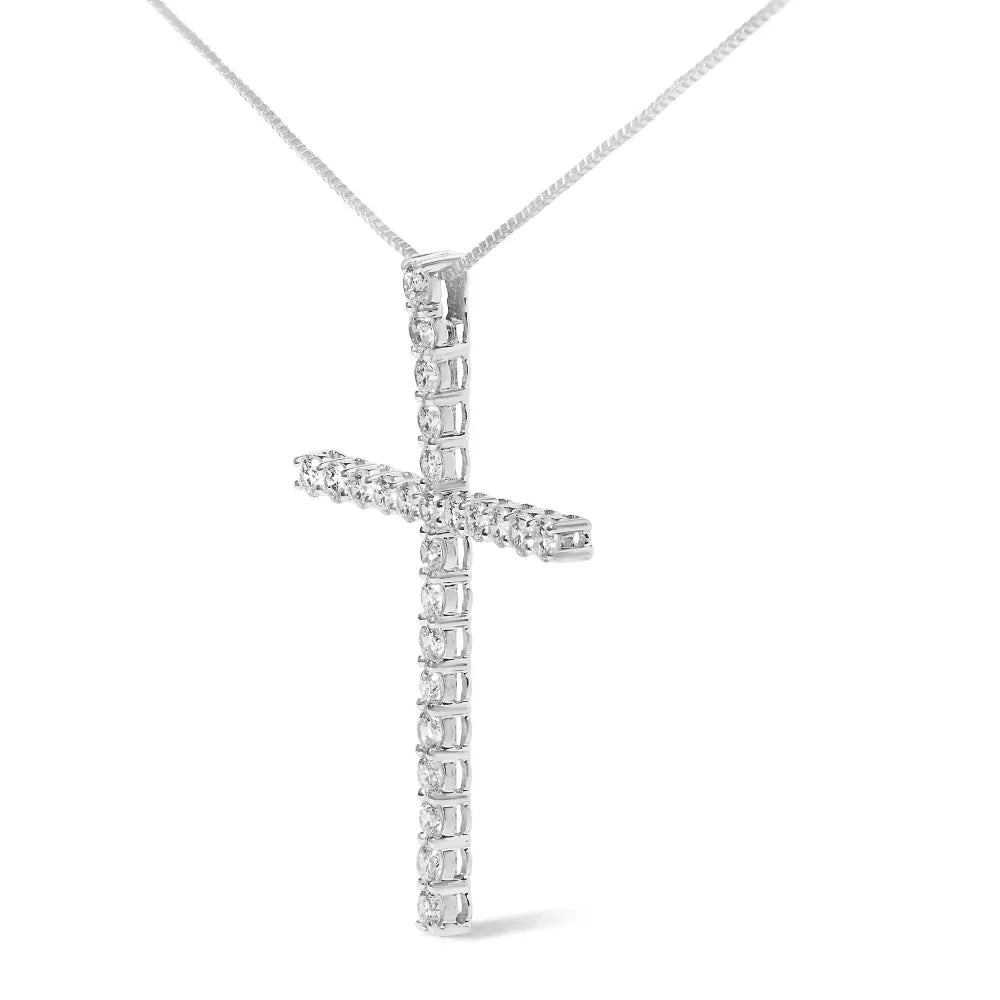 14k white gold 2.0 cttw lab grown diamond cross 18’’ inch pendant necklace (f g color vs2 si1 clarity) necklaces/pendant/pendant