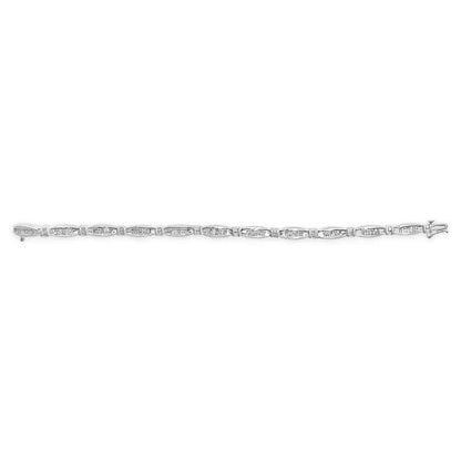 14k white gold 2.0 cttw princess and round diamond bar link bracelet (i j color i1 i2 clarity) 7.25’’ inches