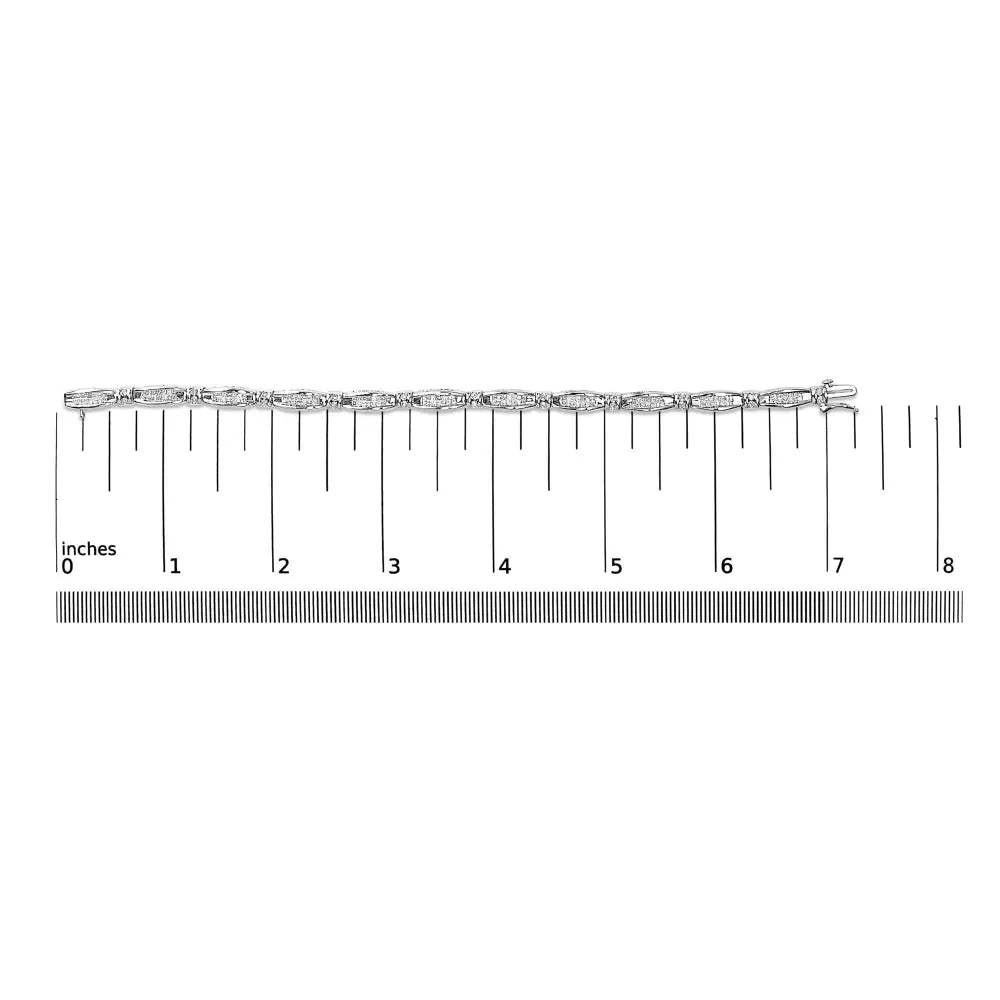 14k white gold 2.0 cttw princess and round diamond bar link bracelet 7.25 bijoux-nyc direct
