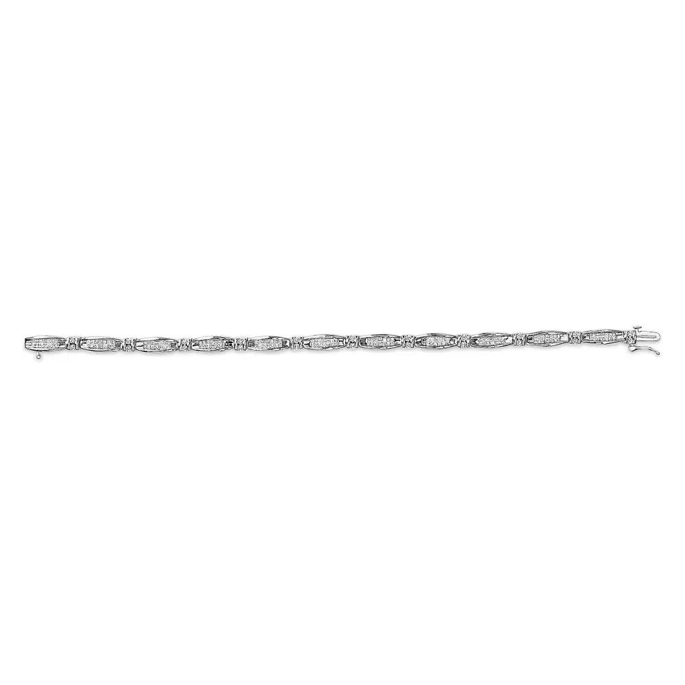 14k white gold 2.0 cttw princess and round diamond bar link bracelet 7.25 bijoux-nyc direct