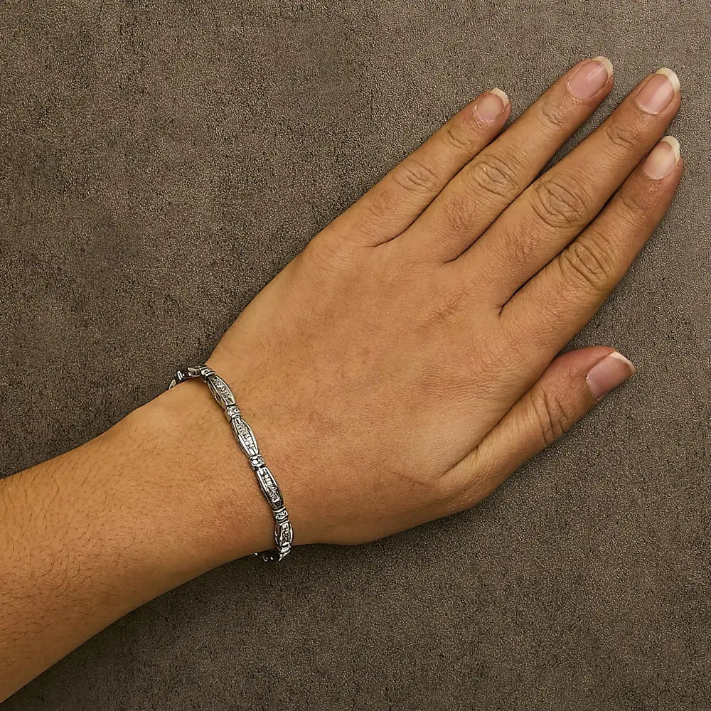 14k white gold 2.0 cttw princess and round diamond bar link bracelet 7.25 bijoux-nyc direct