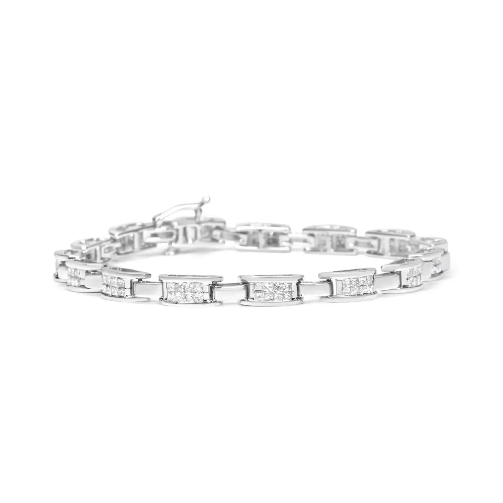 14k white gold 2.0 cttw princess cut diamond invisible link bracelet 7.25 bijoux-nyc direct