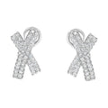 2.0 cttw diamond domed x shape 14k white gold omega back stud earrings bijoux-nyc direct