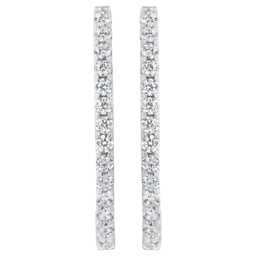 2.0 cttw round diamond oblong hinged hoop earrings in 14k white gold bijoux-nyc direct