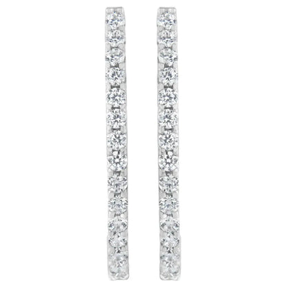 14K White Gold 2.0 Cttw Round Brilliant Cut Diamond Oblong Hinged Leverback Hoop Earrings (I-J Color, I1-I2 Clarity) - Bijoux-NYC Direct