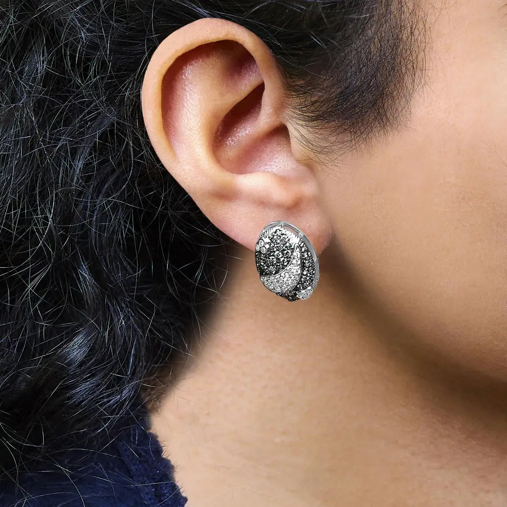 14k white gold 2.00 cttw blue and white diamond oval shield earrings bijoux-nyc direct