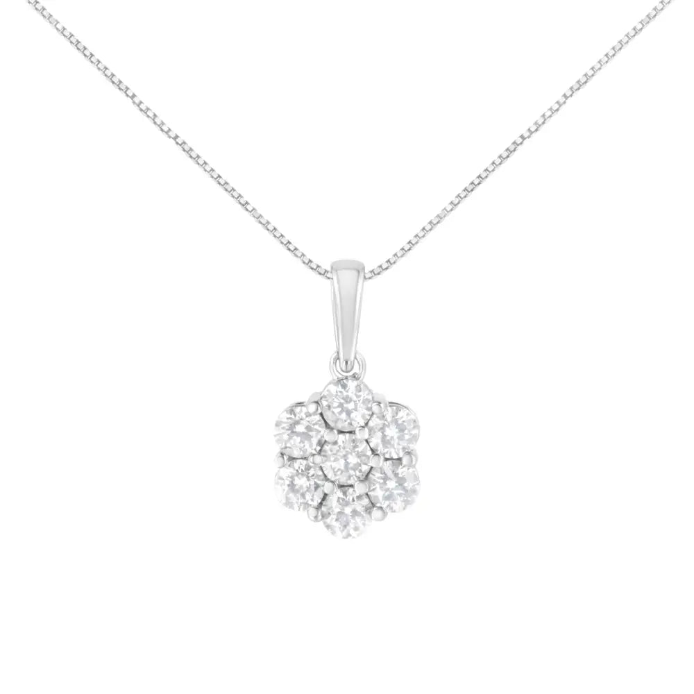 2.0 cttw seven-stone diamond flower pendant in 14k white gold bijoux-nyc direct