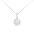 2.0 cttw seven-stone diamond flower pendant in 14k white gold bijoux-nyc direct