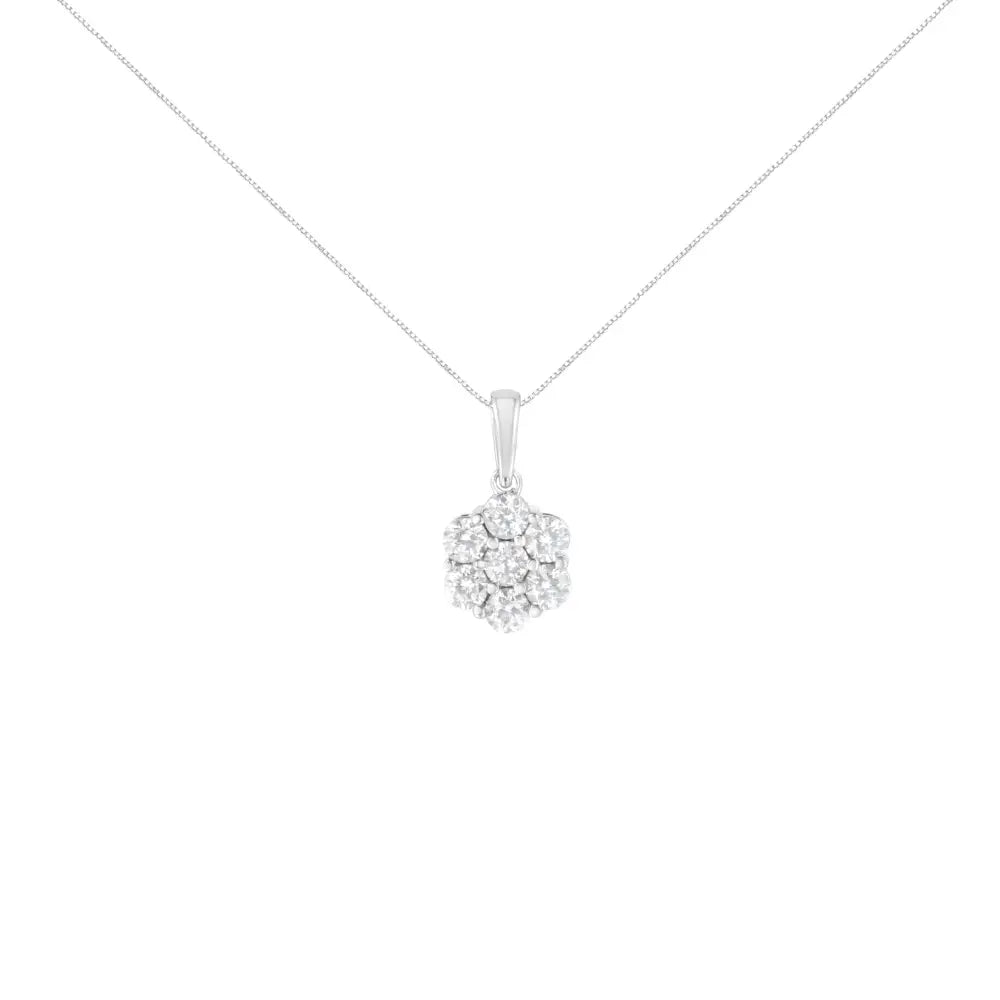 2.0 cttw seven-stone diamond flower pendant in 14k white gold bijoux-nyc direct