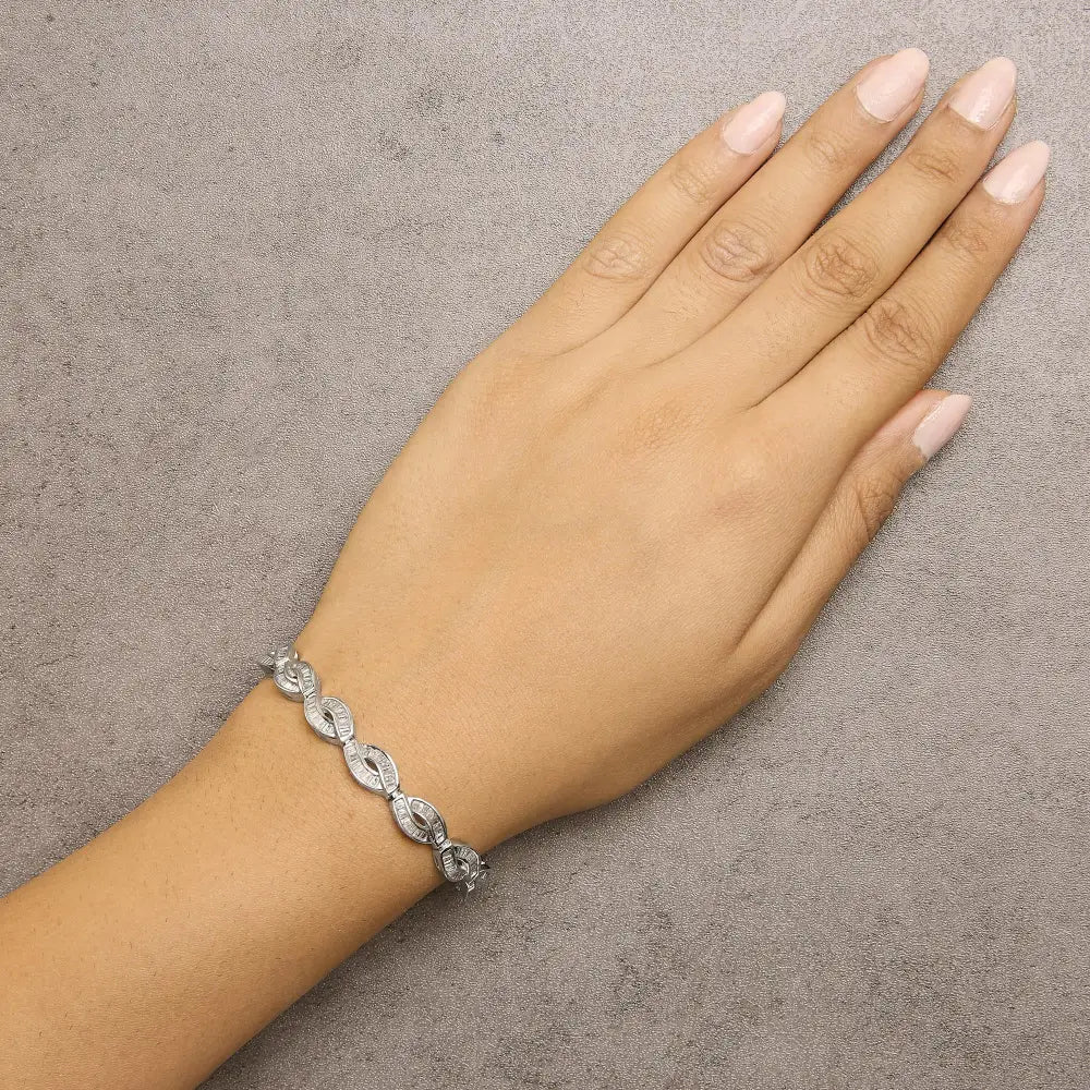 2 cttw baguette diamond vintage art deco link bracelet in 14k white gold bijoux-nyc direct