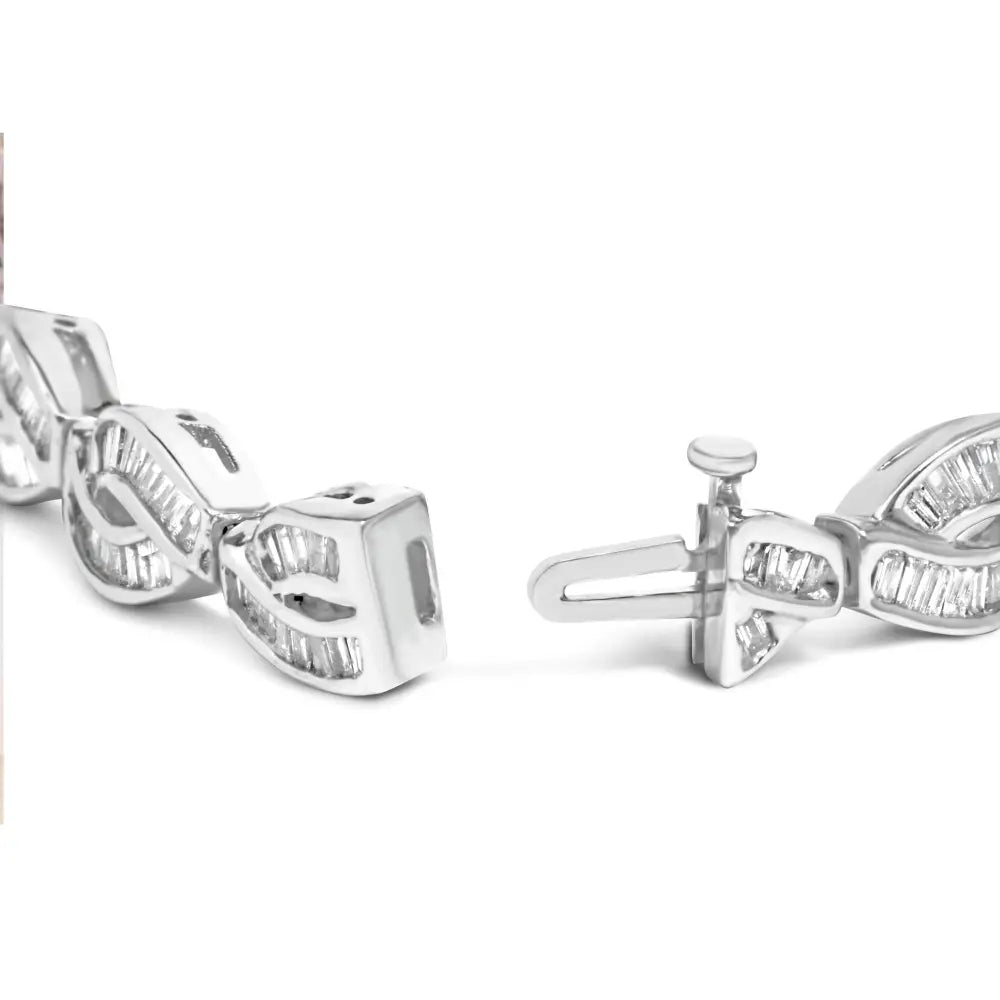 2 cttw baguette diamond vintage art deco link bracelet in 14k white gold bijoux-nyc direct