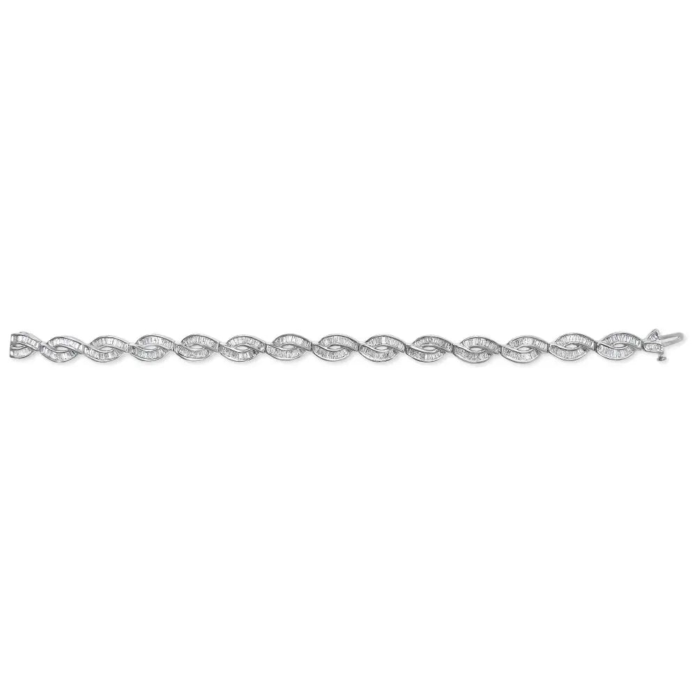 2 cttw baguette diamond vintage art deco link bracelet in 14k white gold bijoux-nyc direct