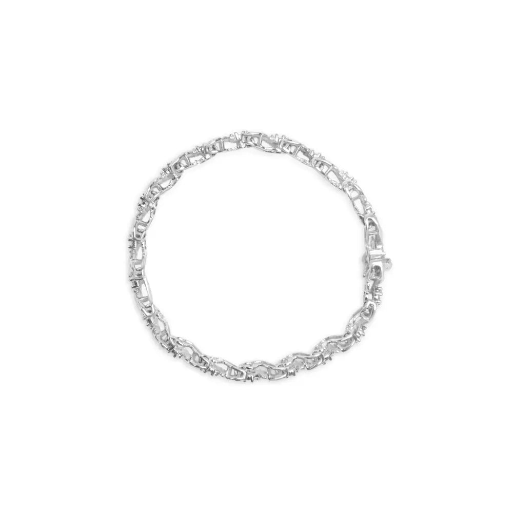 14k white gold 2.00 cttw diamond floral cluster and spiral link bracelet 7 bijoux-nyc direct