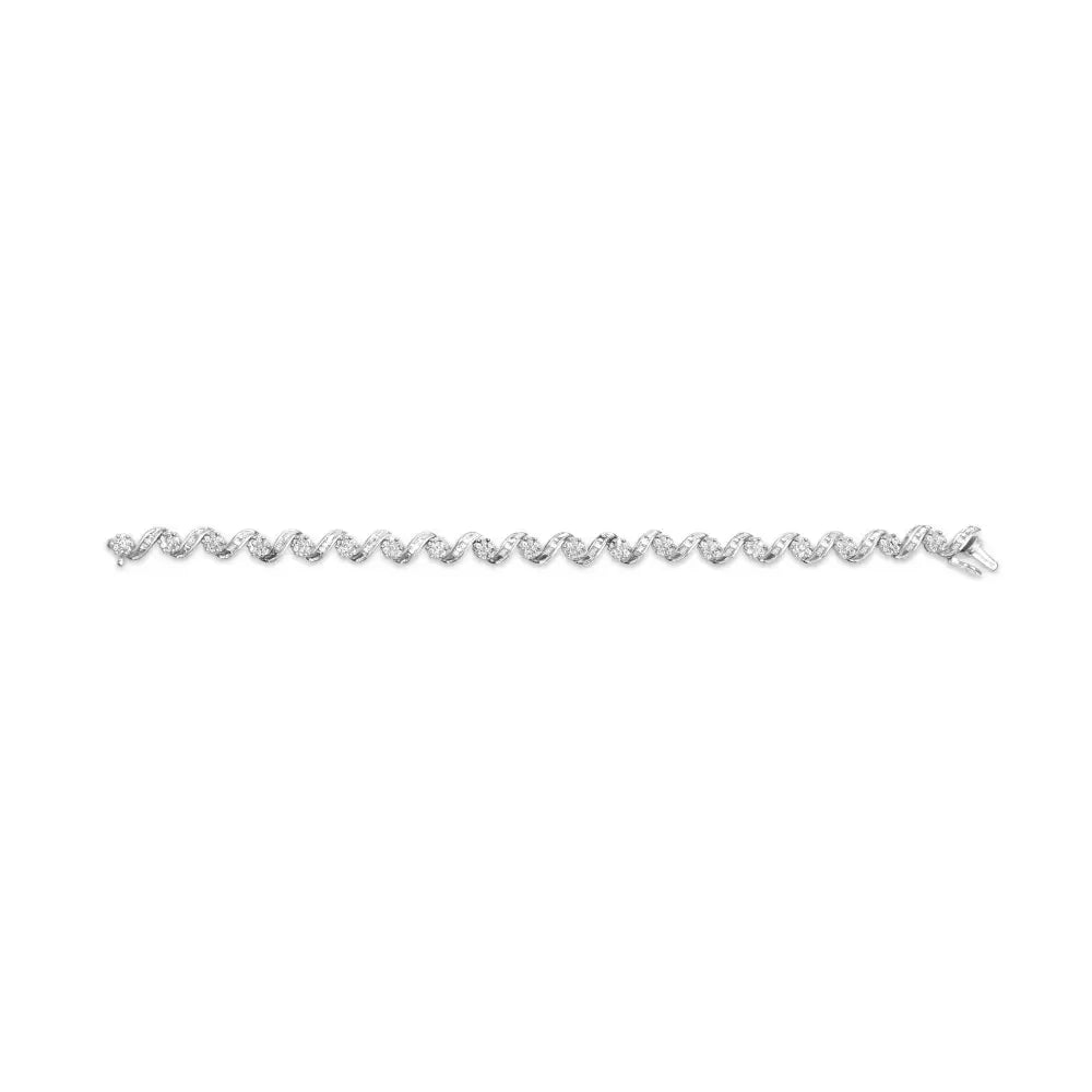 14k white gold 2.00 cttw diamond floral cluster and spiral link bracelet 7 bijoux-nyc direct