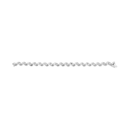 14k white gold 2.00 cttw diamond cluster and spiral link bracelet (i j color i1 i2 clarity) 7’’ bracelets/bracelet/link
