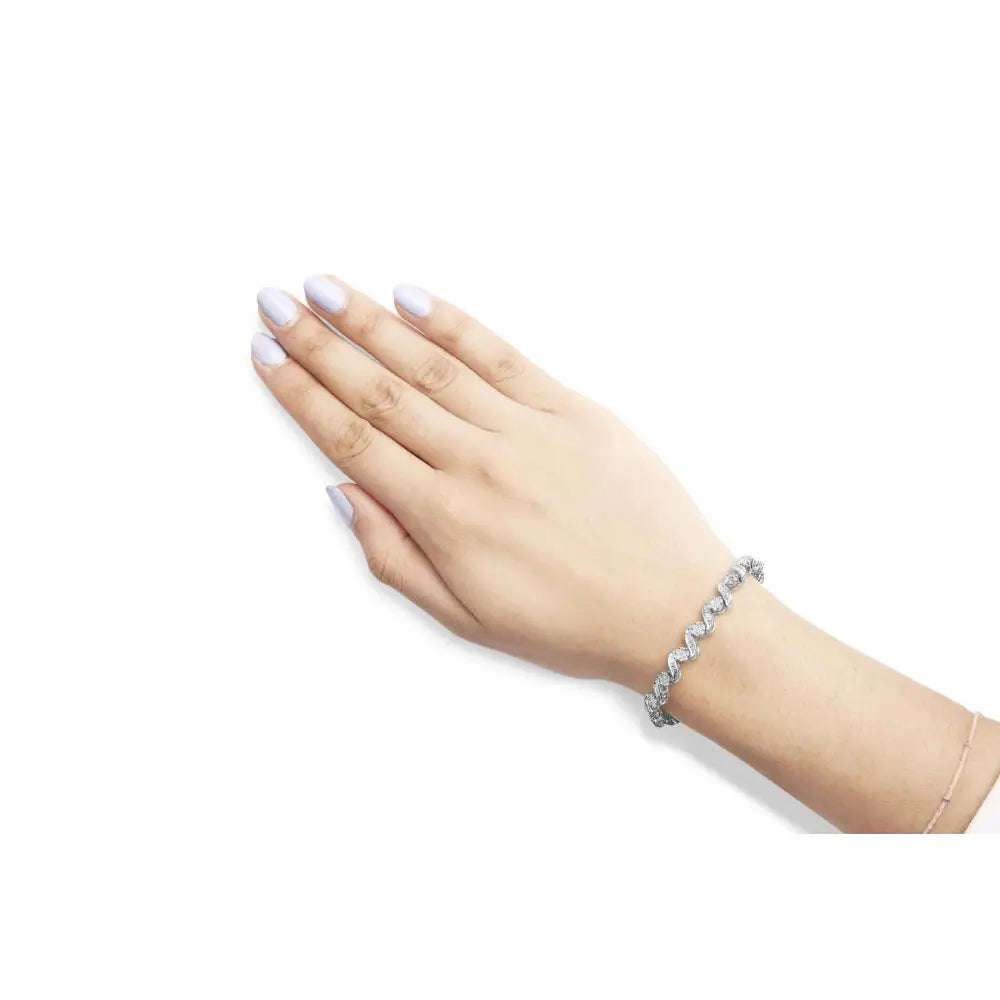14k white gold 2.00 cttw diamond floral cluster and spiral link bracelet 7 bijoux-nyc direct