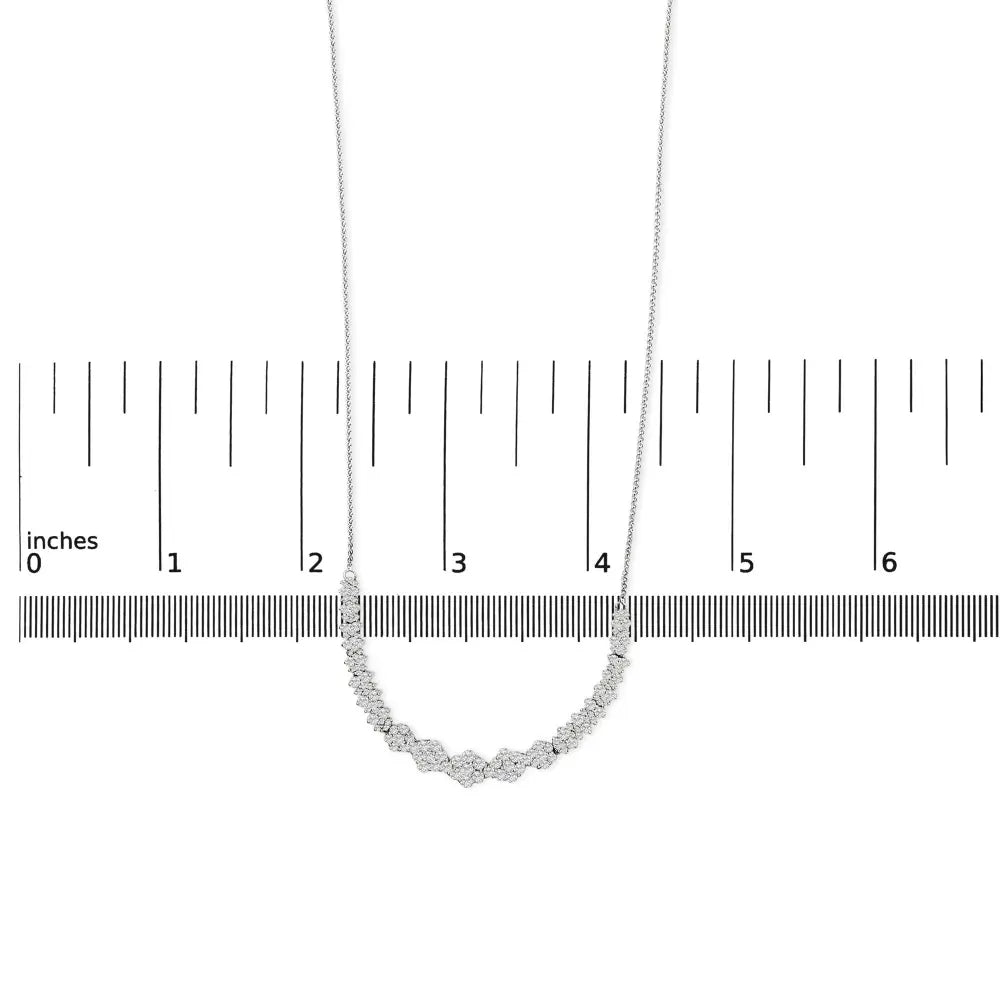 14k white gold 2.00 cttw diamond composite cluster bar necklace (h i color i2 i3 clarity) 18’’ inches necklaces/non