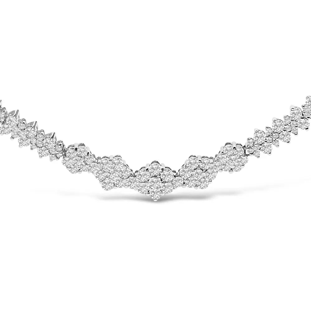 14k white gold 2.00 cttw diamond composite cluster bar necklace (h i color i2 i3 clarity) 18’’ inches necklaces/non