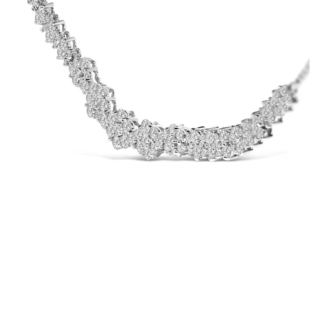 14k white gold 2.00 cttw diamond composite cluster bar necklace (h i color i2 i3 clarity) 18’’ inches necklaces/non